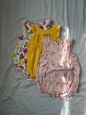 Baby Floral & Yellow Ruffled Romper Set